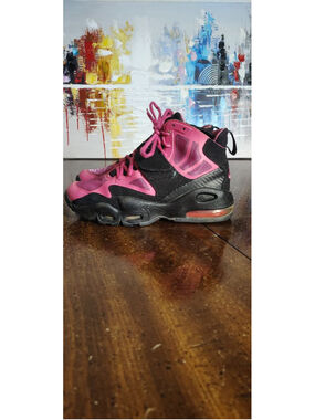 Nike Air Basketball Shoes Youth Size 6Y Pink Black Mesh High Top Sneakers